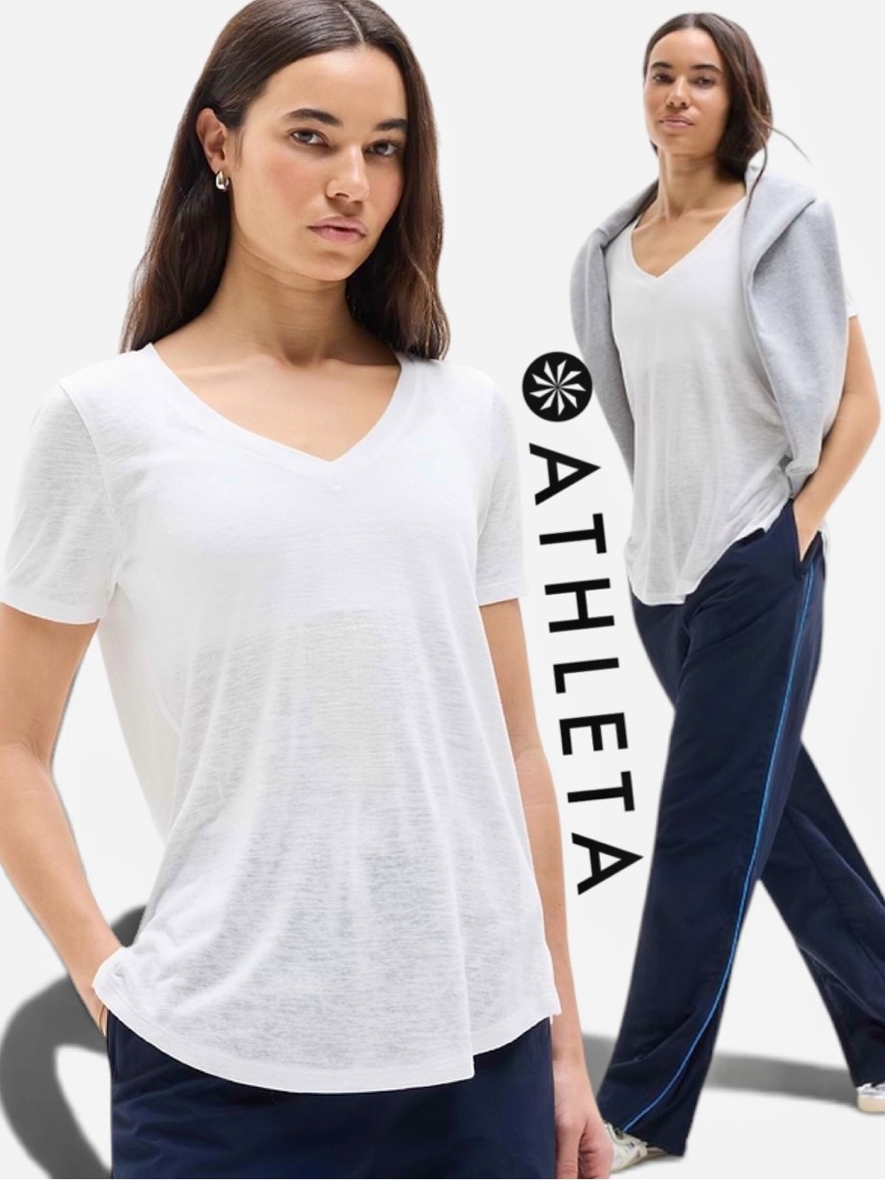 NWT / ATHLETA Breezy Scoop V-Neck Tee